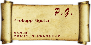 Prokopp Gyula névjegykártya